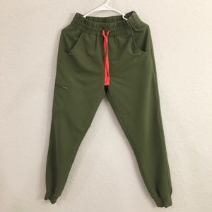 FIGS High Waisted Zamora Jogger Scrub Pants Dark Olive